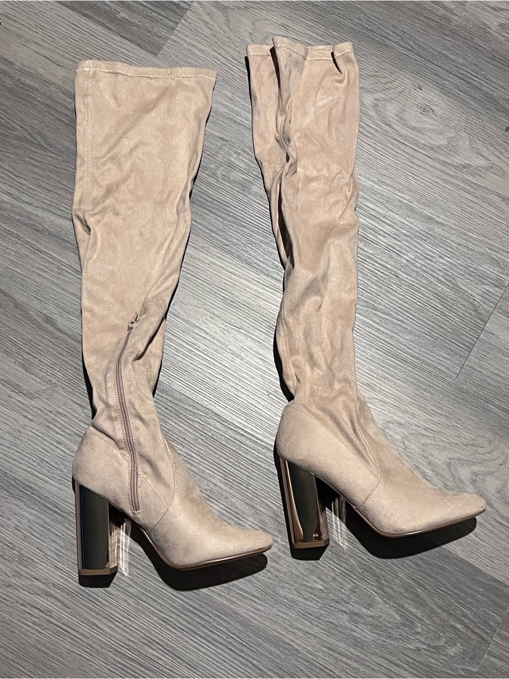 Charlotte Russe Blush Over-the-Knee Pointed Toe Block Heel Boots